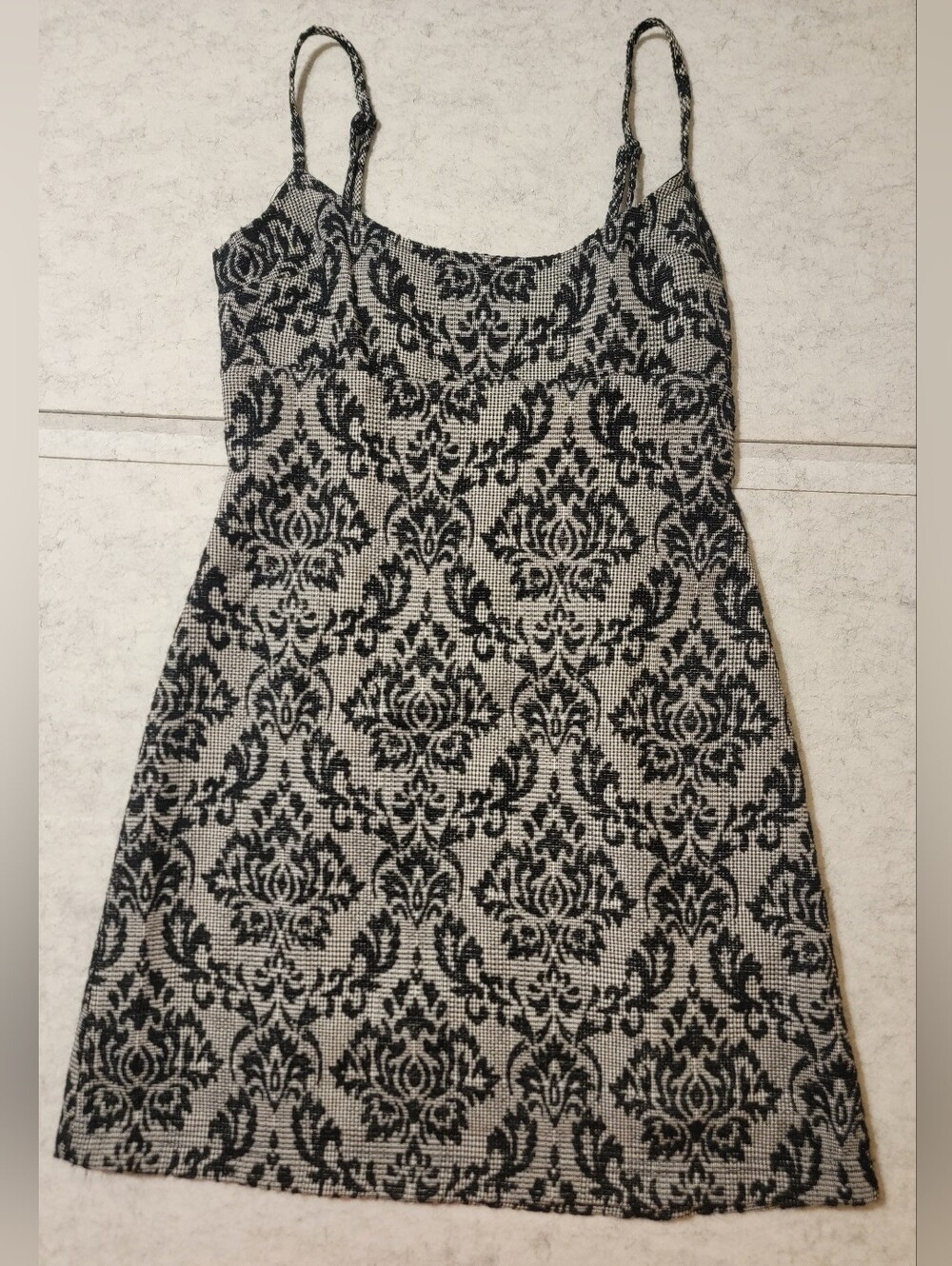 Urban Outfitters Monette Jacquard Mini Cocktail Dress XS Black White Gothic 90s